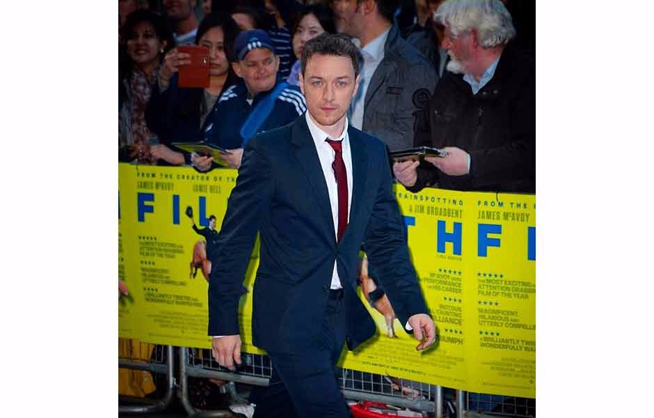 James McAvoy arrives on the red carpet for the premiere of Filth