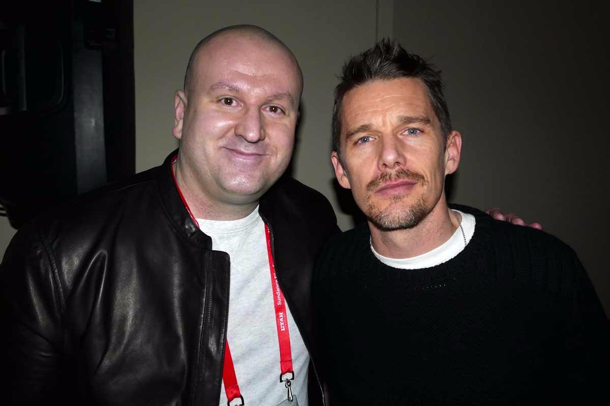 Associate producer Chris Keogh with Ethan Hawke at the after party for movie Ten Thousand Saints