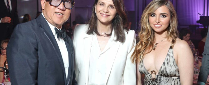 Juliette Binoche and Stephen Mao at the Better World Fund gala in Cannes